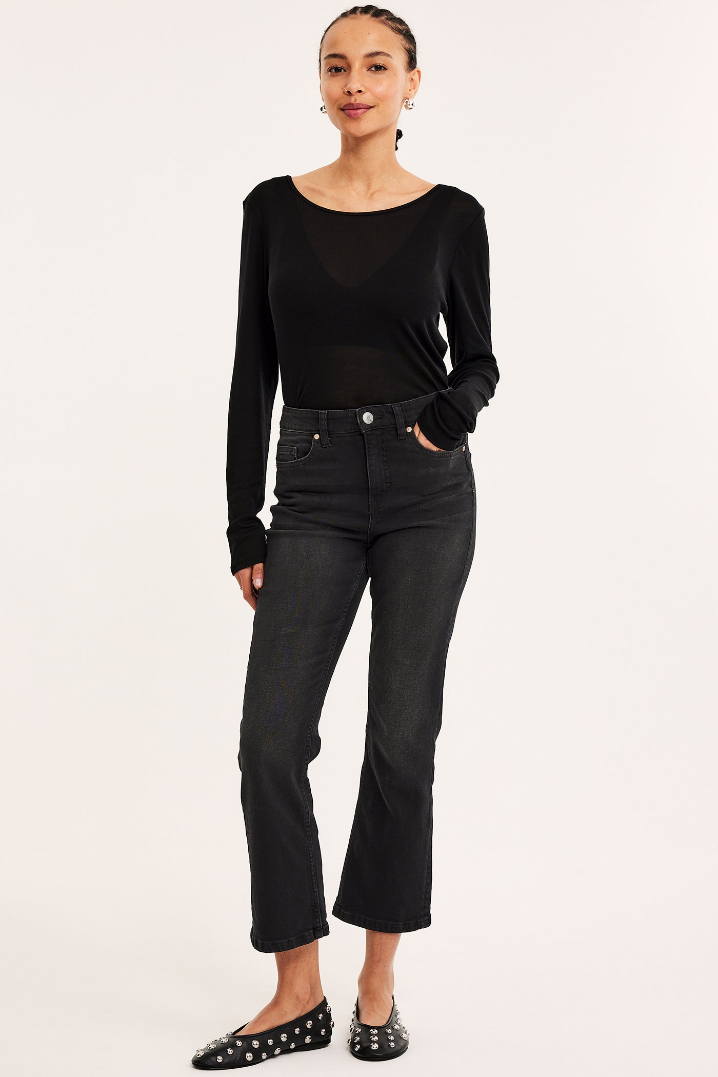 Washed black denim